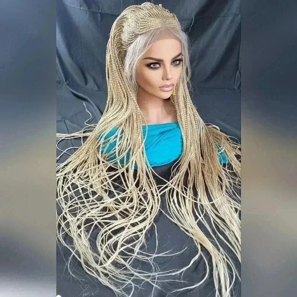 Blond Braided wigs 100% handmade, stunning , very long, feeding cornrows, NWT - Picture 10 of 15